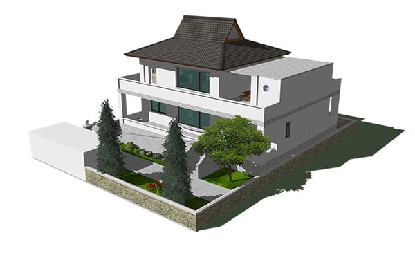 Voorbeeld van tuinontwerp in SketchUp